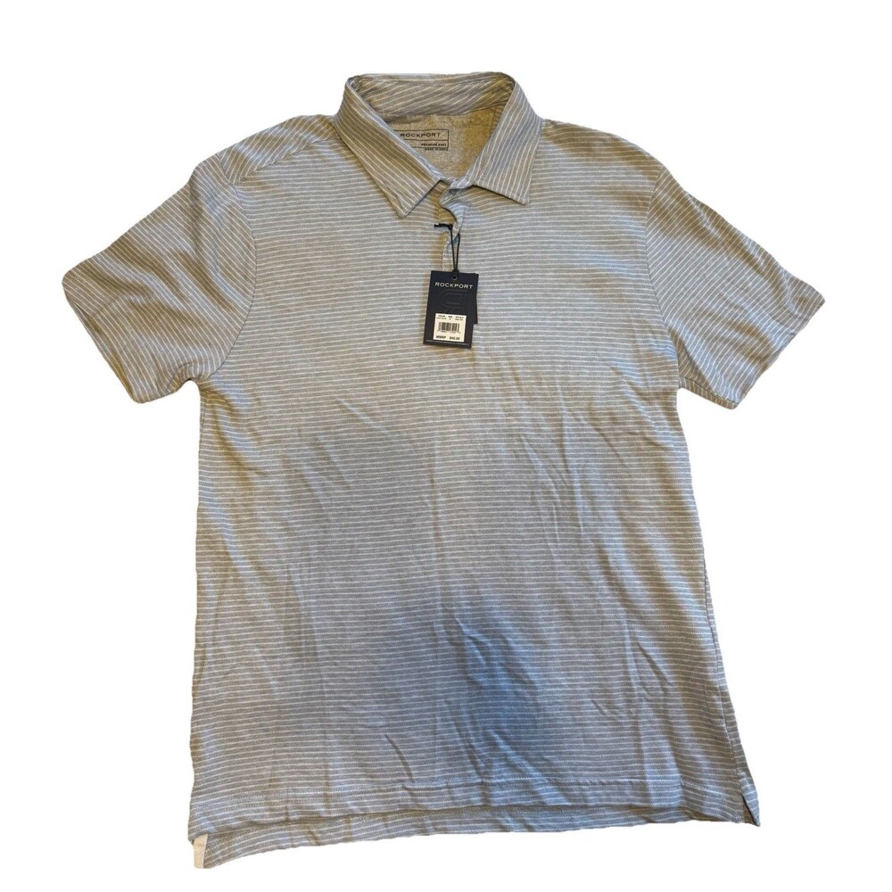 Rockport Polo Shirt Men Medium NWT Light Blue Performance Knit Polo RK811R01 $42